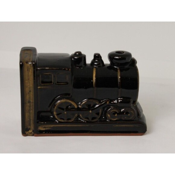 Vintage Red Clay Black Steam Engine Train One Bookend Made In Japan - Picture 8 of 8